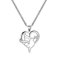 Creative Hollow Heart-shaped Peace Dove Diamond Animal Necklace sku image 2