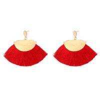 New Ethnic Style  Fashion Bright Color Cotton Tassel Earrings sku image 1