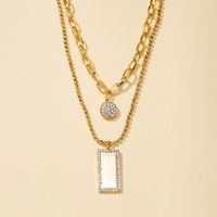 Retro Rome Big Brand Inlaid Pendant Multi-layer Necklace main image 4