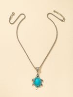 Nouveau Collier De Mode Bleu Diamant Pendentif Tortue main image 1