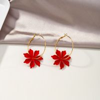 New Red Flower Korean  Daisy  Earrings main image 3