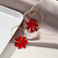 New Red Flower Korean  Daisy  Earrings main image 4