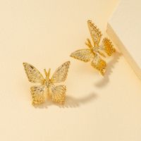 Boucles Oreilles Papillon En Métal Automne main image 4