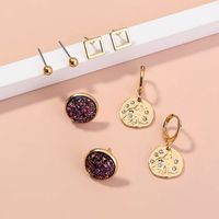 Korean Fashion Crystal Cluster Simple And Versatile Women's Metal Earrings Set main image 1