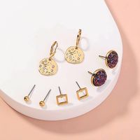 Korean Fashion Crystal Cluster Simple And Versatile Women's Metal Earrings Set main image 3