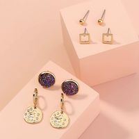 Korean Fashion Crystal Cluster Simple And Versatile Women's Metal Earrings Set main image 4