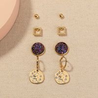 Korean Fashion Crystal Cluster Simple And Versatile Women's Metal Earrings Set main image 5