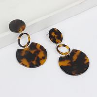 Korean Leopard Print Amber Acrylic Circle Geometric Acetate Pendant Earrings main image 4
