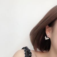 Korean S925 Silver Needle Fashion Diamond Pearl Earrings main image 3