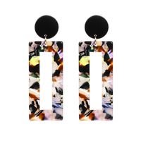 Korean Sexy Acrylic Leopard Print Amber Rectangular Hollow Pendant Earrings main image 1