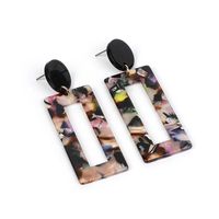 Korean Sexy Acrylic Leopard Print Amber Rectangular Hollow Pendant Earrings main image 6