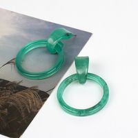 New Round Geometric Acrylic Acetate Green Resin Fashion Earrings main image 6