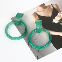 New Round Geometric Acrylic Acetate Green Resin Fashion Earrings main image 5