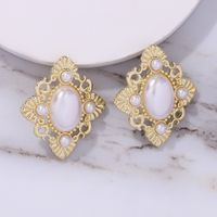 French Palace Retro Style Diamond Pearl Simple And Versatile Earrings Wholesale main image 5