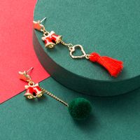 Christmas Series Alloy Bow Drop Oil Hair Ball Pearl S925 Silver Earrings main image 1
