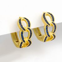 Hip-hop Micro-inlaid Zircon Twist Earrings main image 5