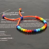 Creative Bohemian Ethnic Rainbow Enamel Beads Glass Handmade Couple Bracelet main image 4