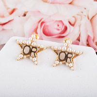 New Five-pointed Star Korean Popular Pearl Earring main image 1