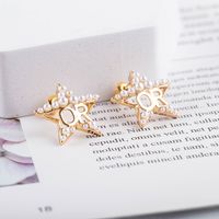 New Five-pointed Star Korean Popular Pearl Earring main image 3