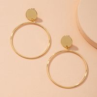 Exaggerated Big Circle Simple Golden Round Alloy Earrings main image 3