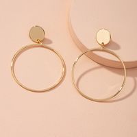 Exaggerated Big Circle Simple Golden Round Alloy Earrings main image 4