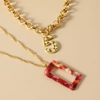 Fashion Retro Multi-layer Alloy Simple Creative Number 5 Hollow Rectangle Necklace main image 3