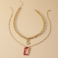 Fashion Retro Multi-layer Alloy Simple Creative Number 5 Hollow Rectangle Necklace main image 4