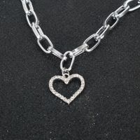 Collar Con Colgante En Forma De Corazón De Diamante Simple Cuadrado De Plata main image 3