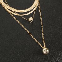 Alloy Dice Ball Pendant Golden Simple Multi-layered Necklace main image 4