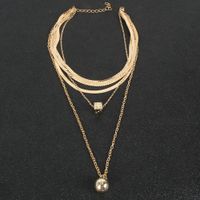 Alloy Dice Ball Pendant Golden Simple Multi-layered Necklace main image 5