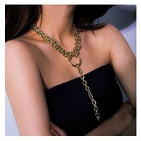 Fashion Gold Thick Chain With Ring Pendant Multi-layer All-match Necklace main image 1