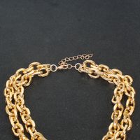 Fashion Gold Thick Chain With Ring Pendant Multi-layer All-match Necklace main image 4