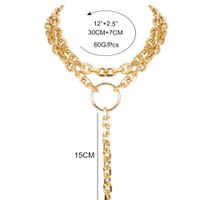 Fashion Gold Thick Chain With Ring Pendant Multi-layer All-match Necklace main image 6