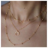 Sweet Fashion Popular Alloy Moon Pendant Multi-layer All-match Necklace main image 1