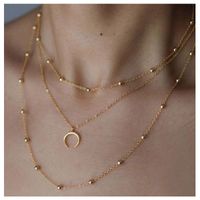 Sweet Fashion Popular Alloy Moon Pendant Multi-layer All-match Necklace main image 2