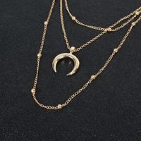 Sweet Fashion Popular Alloy Moon Pendant Multi-layer All-match Necklace main image 3
