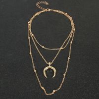 Sweet Fashion Popular Alloy Moon Pendant Multi-layer All-match Necklace main image 4