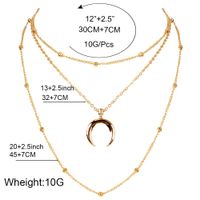Sweet Fashion Popular Alloy Moon Pendant Multi-layer All-match Necklace main image 6