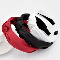 New Korean Silky Satin Solid Color  Fabric Simple Knotted  Headband main image 2