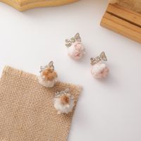 New Soft Lamb Hair Ball Bow Autumn And Winter Earrings main image 1