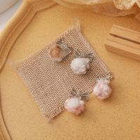 New Soft Lamb Hair Ball Bow Autumn And Winter Earrings main image 4