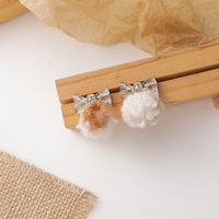 New Soft Lamb Hair Ball Bow Autumn And Winter Earrings main image 5