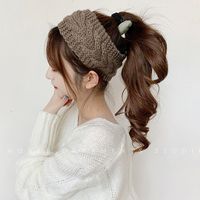 Korean  Wool Knitted  Retro Simple Broad-brimmed Headband main image 3