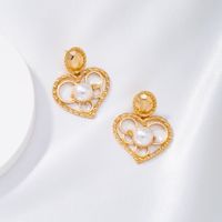 New Pearl Heart-shaped Simple And Fashionable Earrings sku image 1