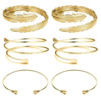 Best Selling Geometric Metal Arm Ring Leaf Bracelet Set Wholesale sku image 1