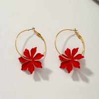 New Red Flower Korean  Daisy  Earrings sku image 1