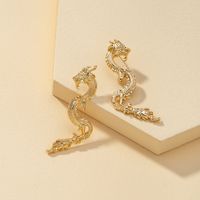 Popular Zodiac Signs Dragon Exaggerated Design Animals Earrings sku image 2