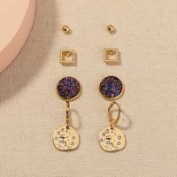 Korean Fashion Crystal Cluster Simple And Versatile Women's Metal Earrings Set sku image 1