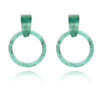 New Round Geometric Acrylic Acetate Green Resin Fashion Earrings sku image 1