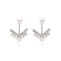 Korean S925 Silver Needle Fashion Diamond Pearl Earrings sku image 1